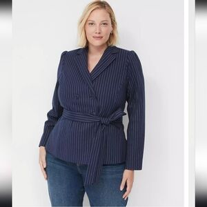 Lane Bryant Pinstriped Puff Sleeve  Blazer